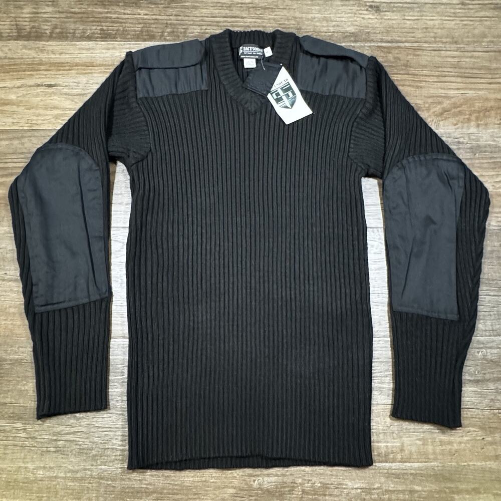 NWT Tact Squad 2003 Commando V-Neck Sweater Black Security Police Military Small